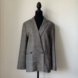 Vintage Le Chateau Houndstooth-Plaid Double-Breasted Blazer - Size 11/12
